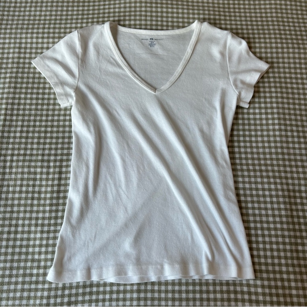 Brandy Melville White V-Neck Women's Top